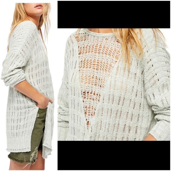 Free People Pretty in Pointelle Tunic/Sweater - Picture 3 of 7